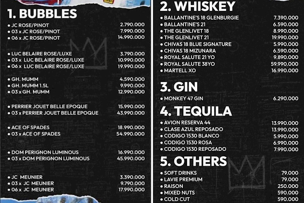 A menu featuring classic and familiar drinks